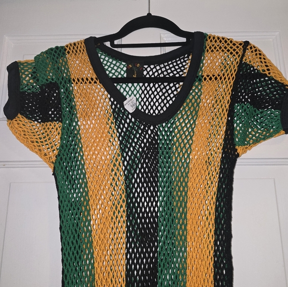 Mesh Jamaican Rasta Dress with Slits - Picture 2 of 5